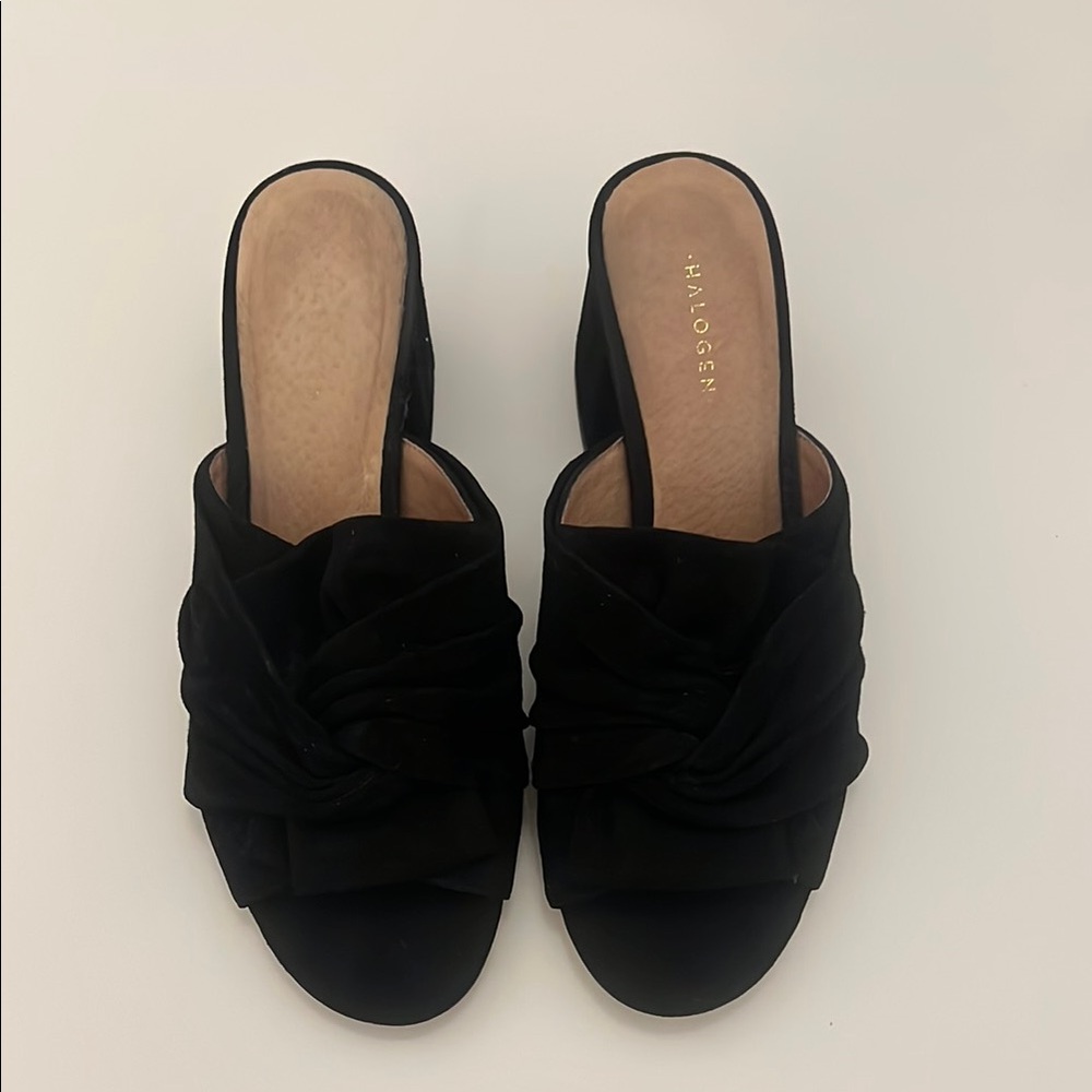Halogen Chic Black Knotted Mules Size 7 1/2